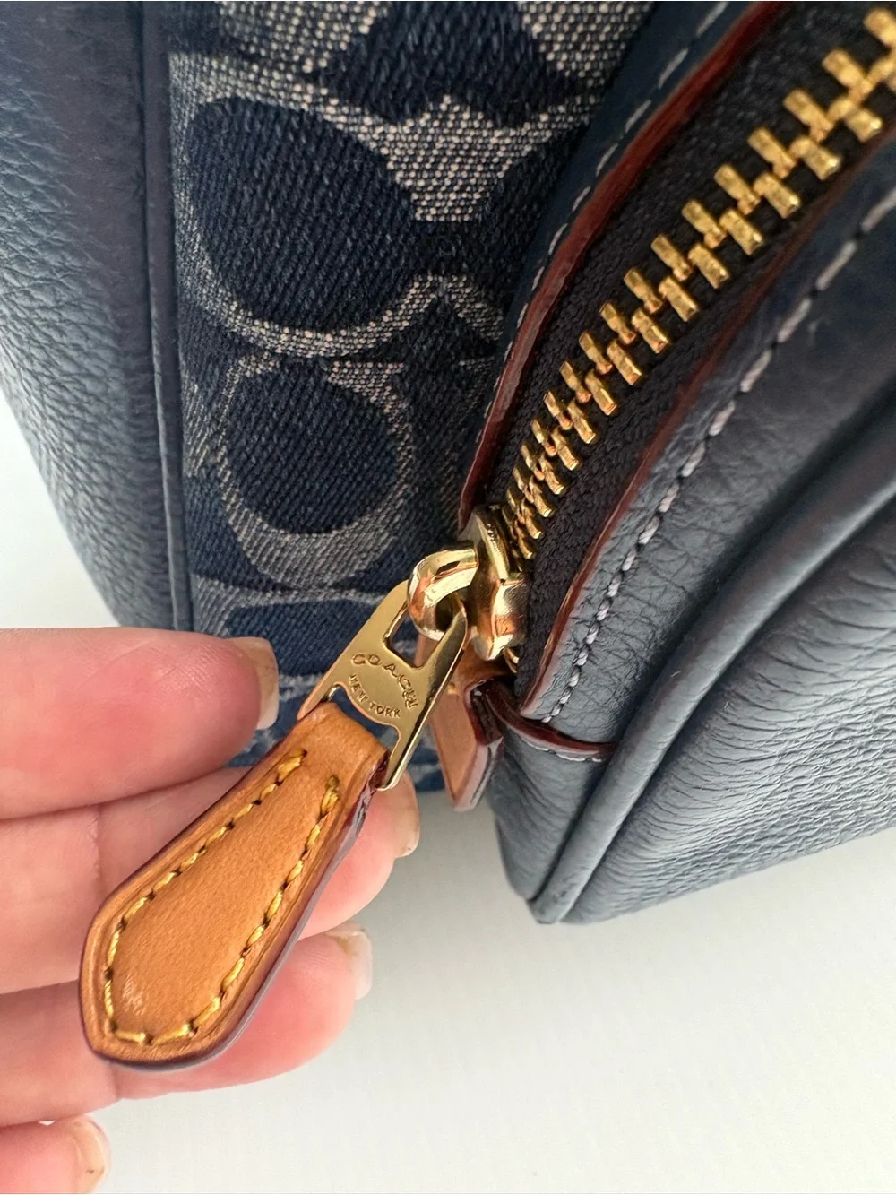 Coach Denim Court Backpack In Signature Canvas Leather Authentic Mint Condition